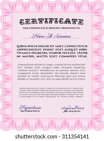 Plantilla de certificado o plantilla de diploma. Con patrón de guilloche. Plantilla de certificado de marco Vector.Diseño complejo. 