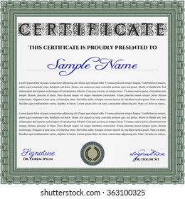 Certificate template or diploma template. With guilloche pattern. Diploma of completion.Beauty design. 