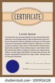 certificate template, diploma layout, A4 size ,vector, illustration