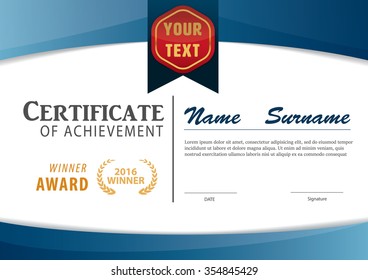 Certificate Template Diploma Layout A4 Size Stock Vector (Royalty Free ...