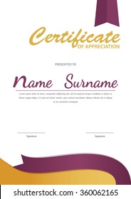 certificate template, diploma layout, A4 size, vector