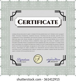 Certificate template or diploma template. Lovely design. With guilloche pattern. Vector illustration.
