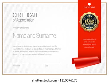 Certificate template. Diploma of modern design or gift certificate. Vector illustration.