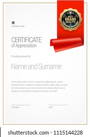 Certificate template. Diploma of modern design or gift certificate. Vector illustration.