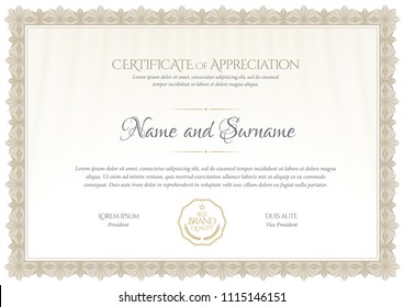 Certificate template. Diploma of modern design or gift certificate. Vector illustration.