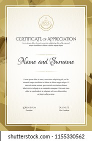 Certificate template. Diploma of modern design or gift certificate. Vector illustration.