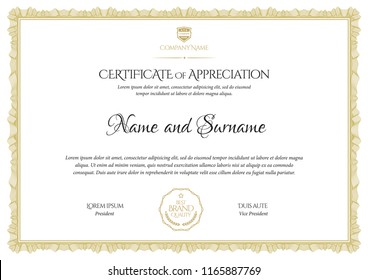 Certificate template. Diploma of modern design or gift certificate. Vector illustration.