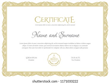 Certificate template. Diploma of modern design or gift certificate. Vector illustration.