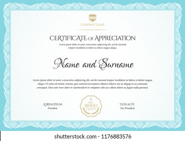 Certificate template. Diploma of modern design or gift certificate. Vector illustration.