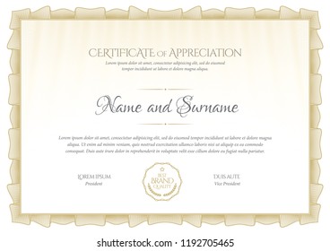 Certificate template. Diploma of modern design or gift certificate. Vector illustration.