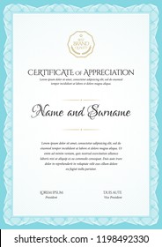 Certificate template. Diploma of modern design or gift certificate. Vector illustration.