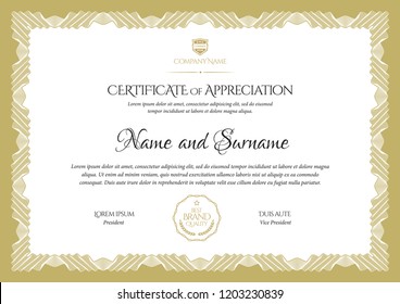 Certificate template. Diploma of modern design or gift certificate. Vector illustration.