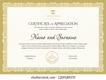 Certificate template. Diploma of modern design or gift certificate. Vector illustration.