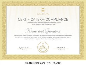 compliance certificate template