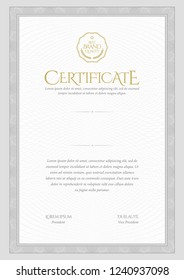 Certificate template. Diploma of modern design or gift certificate. Vector illustration.