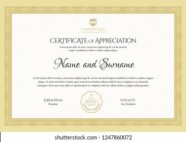 Certificate template. Diploma of modern design or gift certificate. Vector illustration.