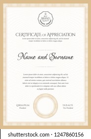 Certificate template. Diploma of modern design or gift certificate. Vector illustration.
