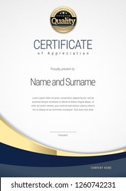 Certificate template. Diploma of modern design or gift certificate. Vector illustration.