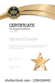 Certificate template. Diploma of modern design or gift certificate. Vector illustration.