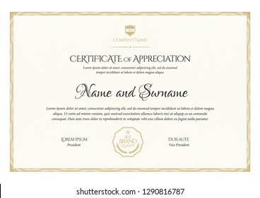 Certificate template. Diploma of modern design or gift certificate. Vector illustration.