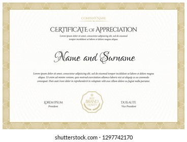 Certificate template. Diploma of modern design or gift certificate. Vector illustration.