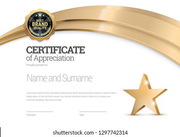 Certificate template. Diploma of modern design or gift certificate. Vector illustration.