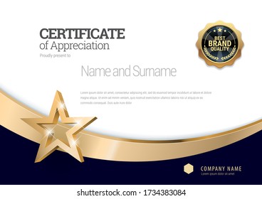 Certificate template. Diploma of modern design or gift certificate. Vector illustration.