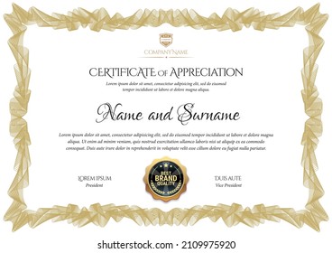 Certificate template. Diploma of modern design or gift certificate. Vector illustration.