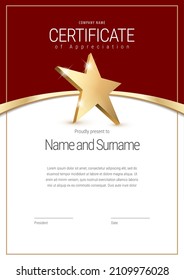 Certificate template. Diploma of modern design or gift certificate. Vector illustration.