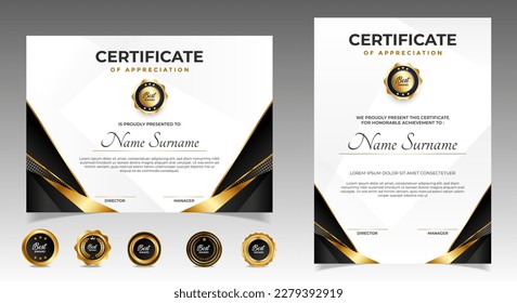 Certificate template. Diploma of modern design or gift certificate. Vector illustration.