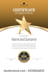 Certificate template. Diploma of modern design or gift certificate. Vector illustration.