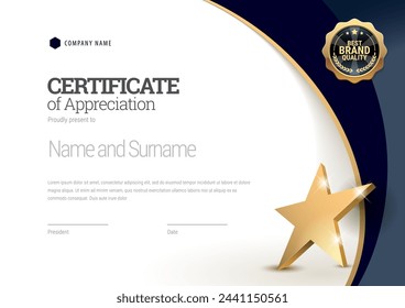 Certificate template. Diploma of modern design or gift certificate. Vector illustration.