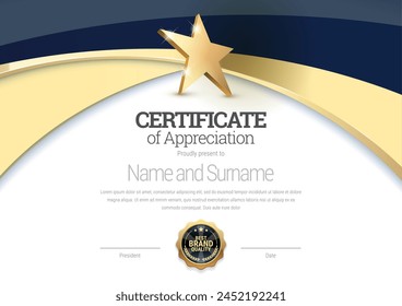 Certificate template. Diploma of modern design or gift certificate. Vector illustration.