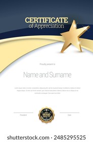 Certificate template. Diploma of modern design or gift certificate. Vector illustration.