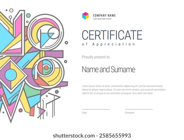 Certificate template. Diploma of modern design or gift certificate. Vector illustration.