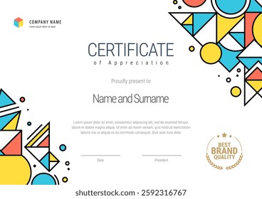 Certificate template. Diploma of modern design or gift certificate. Vector illustration.