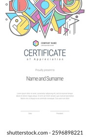 Certificate template. Diploma of modern design or gift certificate. Vector illustration.