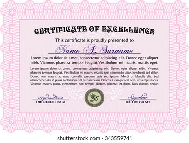 Certificate template or diploma template. Modern design. Easy to print. Vector pattern that is used in money and certificate.