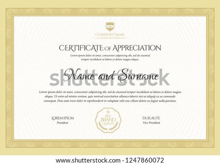 Certificate template. Diploma of modern design or gift certificate. Vector illustration.
