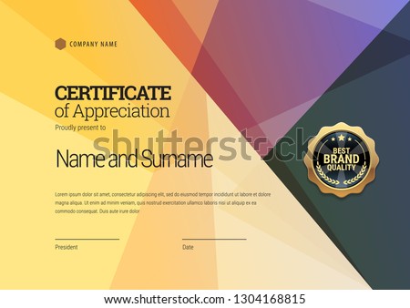 Certificate template. Diploma of modern design or gift certificate. Vector illustration.