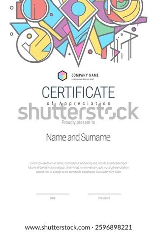 Certificate template. Diploma of modern design or gift certificate. Vector illustration.