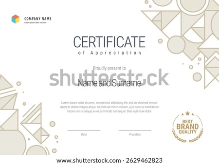 Certificate template. Diploma of modern design or gift certificate. Vector illustration.