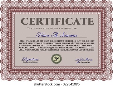 Certificate template or diploma template. Money style.Lovely design. Printer friendly. 