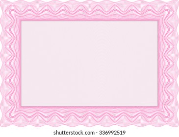Certificate template or diploma template. Money style.With linear background. Superior design. 