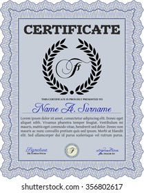 Certificate template or diploma template. Money style.With guilloche pattern. Artistry design. 