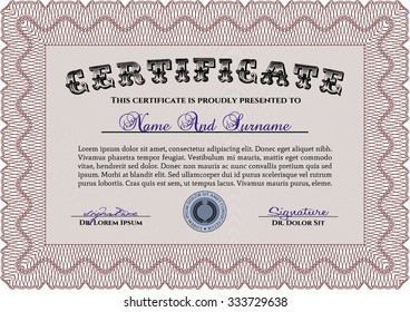 Plantilla de certificado o plantilla de diploma. Buen diseño. Con un fondo de calidad. Patrón vectorial que se utiliza en dinero y certificado.