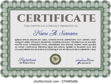 Certificate template or diploma template. With quality background. Artistry design. Vector pattern that is used in money and certificate.