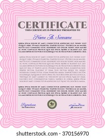 Certificate template or diploma template. Vector illustration.Excellent design. With guilloche pattern. 