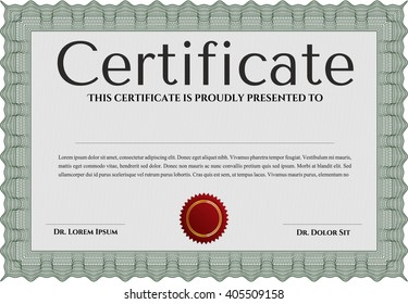 Certificate template or diploma template. Vector pattern that is used in currency and diplomas.Superior design. Complex background. Green color.