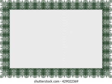 Certificate template or diploma template. Vector pattern that is used in currency and diplomas.Superior design. Complex background. Green color.